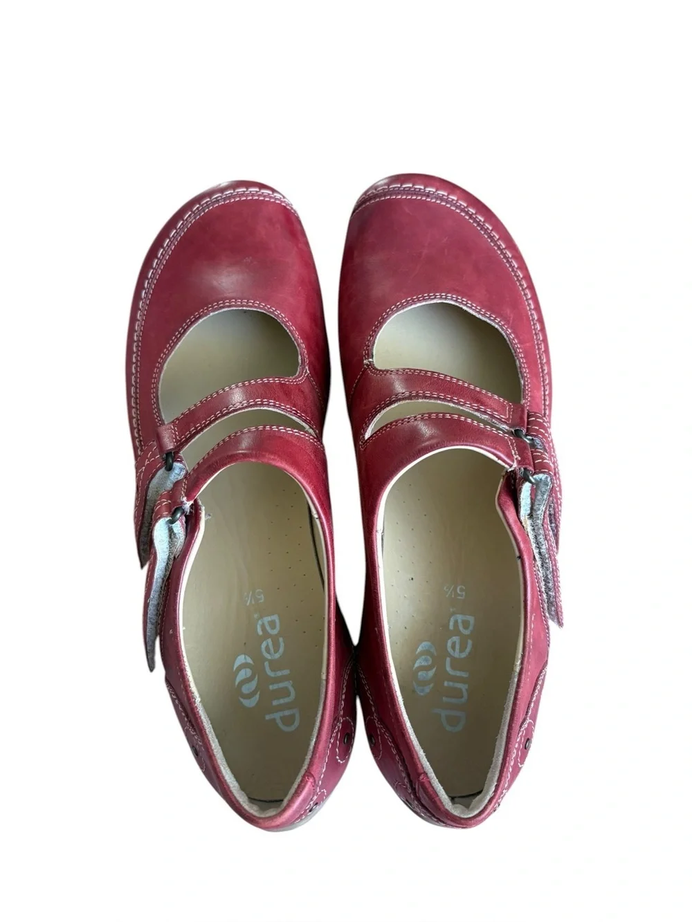 Durea Red  Leather Mary Jane Comfort Shoes Women's Size US7.5/ UK5.5